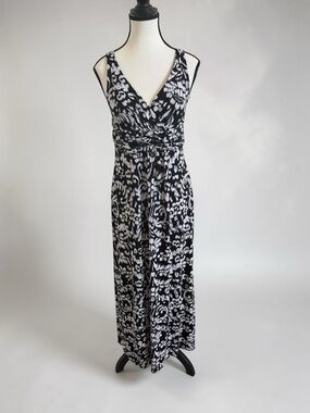 Enfocus Studio Black & White Printed Sleeveless Maxi Dress Size 8